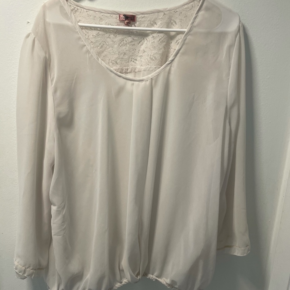 Plus Sized White Flowy Blouse